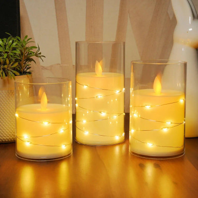 شمع LED استوانهای باطری خور پک۹عددی