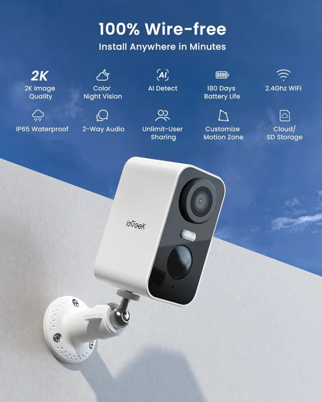دوربین امنیتی ieGeek ZS-GX3S دوربین مداربسته بیسیم 2K دوربین خورشیدی ieGeek