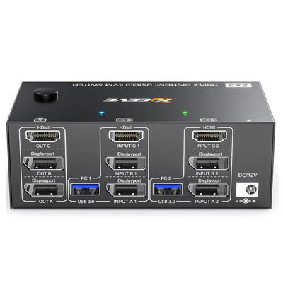 KVM203DH سوئیچ KVM سه مانیتوره KVM دو کامپیوتر سه مانیتور