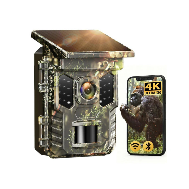 دوربین تلهای خورشیدی XTU Solar WiFi Trail Camera دوربین شکار 4K دوربین حیات وحش 64 مگاپیکسل