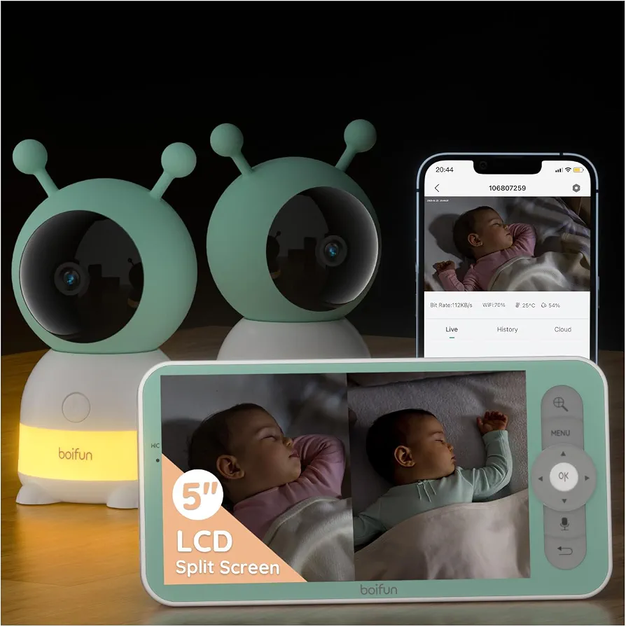 مانیتور نوزاد BOIFUN، دوربین اتاق کودک، بیبی مانیتور، مانیتور کودک تصویری، دوربین مراقبت نوزاد
