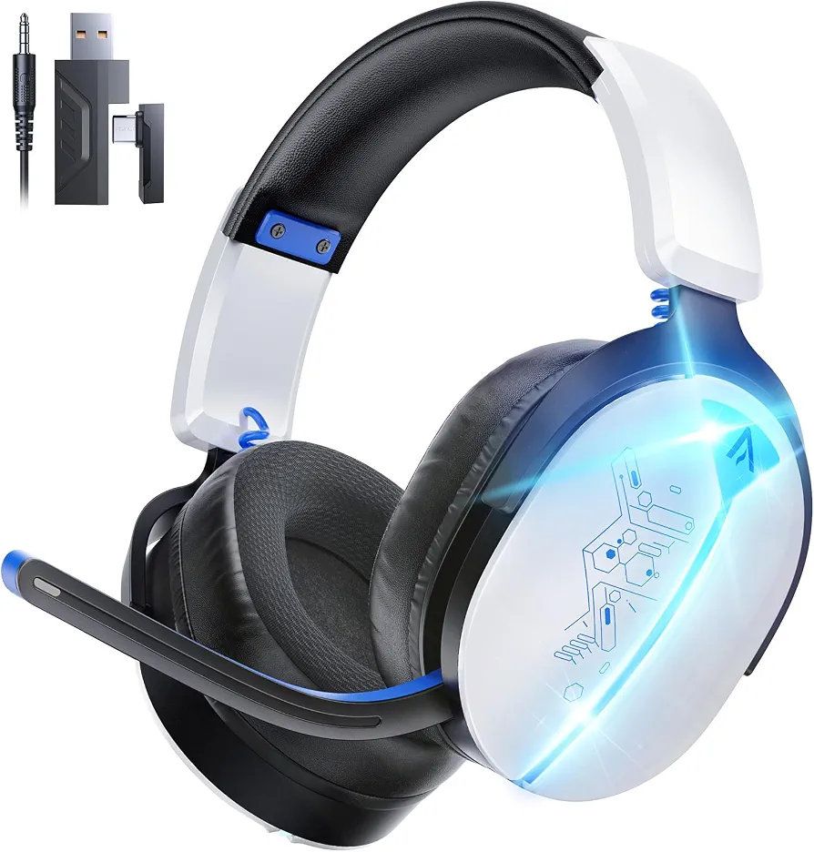هدست گیمینگ بی سیم Buwnia G6000 هدست گیمینگ وایرلس هدست گیمینگ PS5 هدست گیمینگ PS4 هدست بی سیم کامپیوتر هدست 7.1 Surround Sound هدست گیمینگ کم تاخیر هدفون گیمینگ حرفه ای هدست بلوتوثی گیمینگ هدفون Over Ear بی سیم