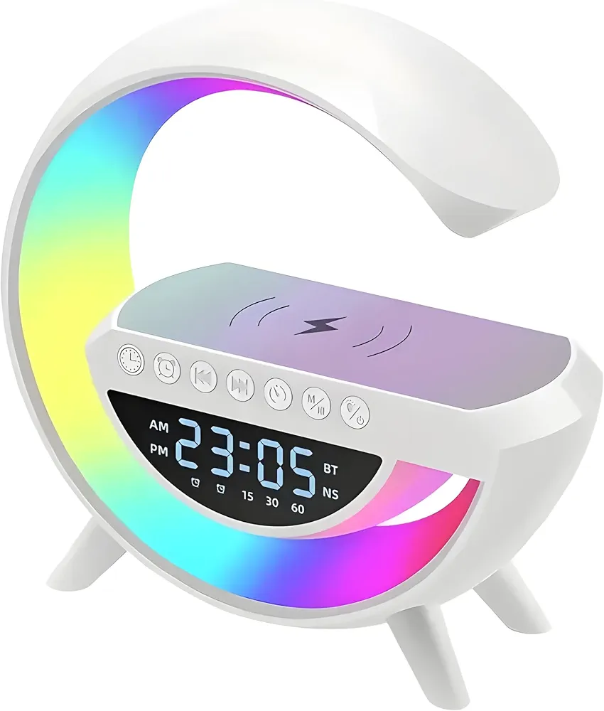 اسپیکر بلوتوثی BT-3401 LED Wireless Charging Speaker اسپیکر شارژر بی سیم اسپیکر بلوتوثی LED اسپیکر رومیزی هوشمند اسپیکر وایرلس Bluetooth Speaker BT3401