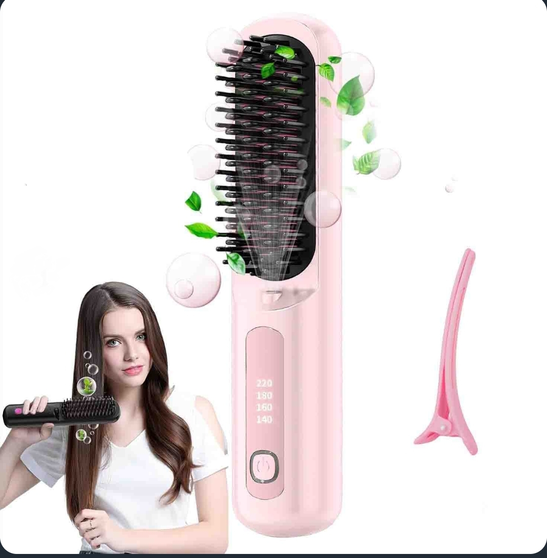 صاف کننده مو قابل حمل Go Brush Pro شانه حرارتی بی سیم برس صاف کننده مو شانه صاف کننده شارژی شانه حرارتی QH-20 برس حرارتی مسافرتی